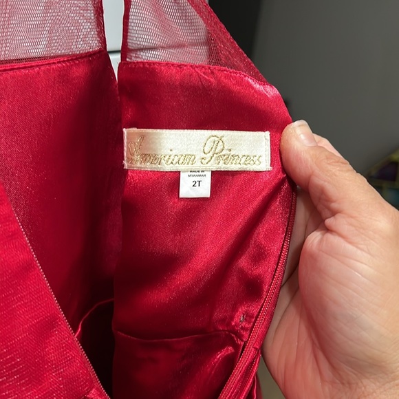 American Princess Dresses Red Dress With Flower Embellishments